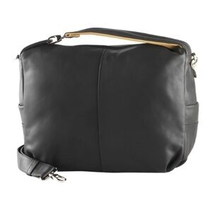 Derek Alexander East/West Genuine Leather Multi Pocket Hobo Shoulder Zip Bag